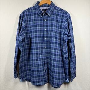 Men's Cremieux Blue Plaid Long Sleeve Button Down Size XL‎